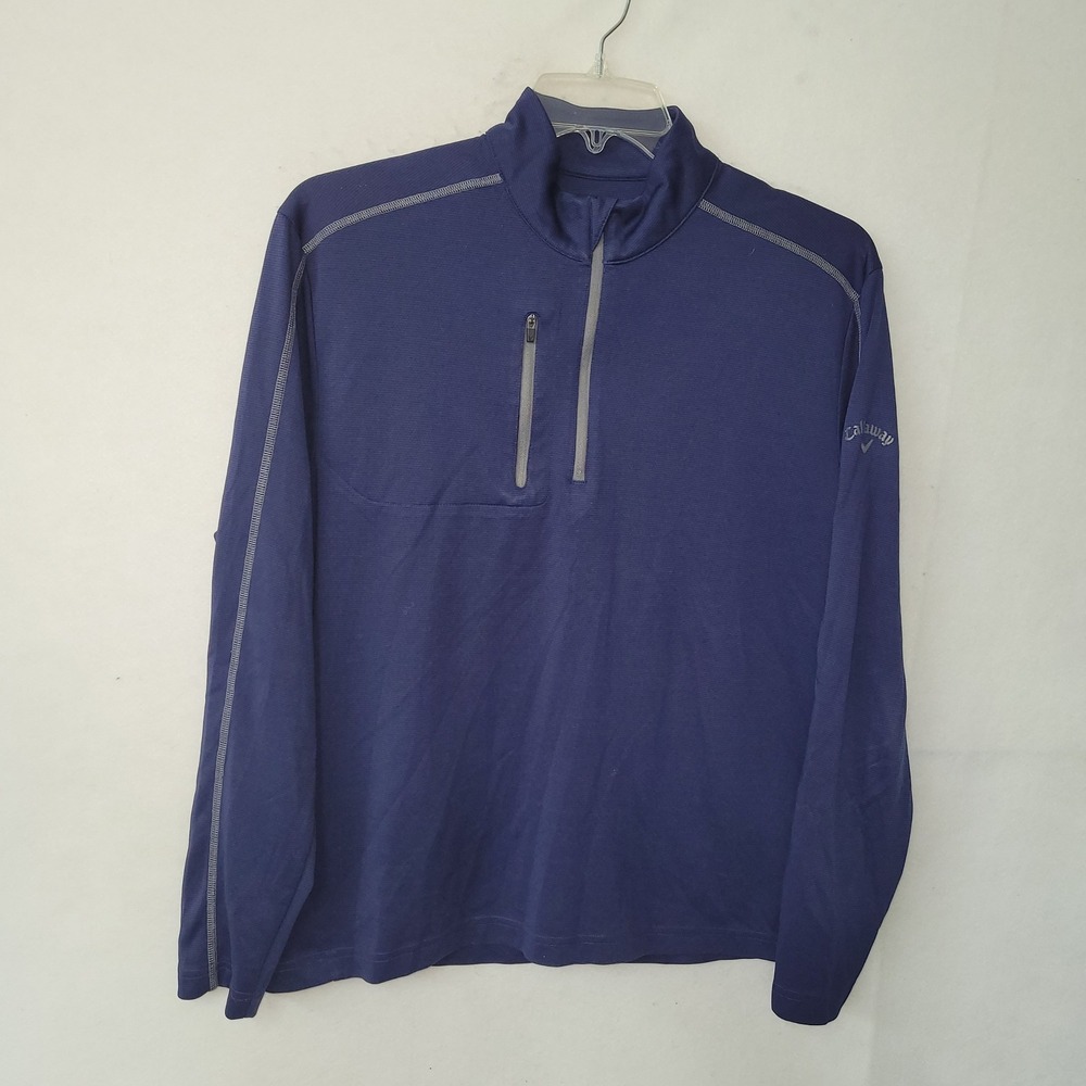 Callaway Mens‎ Golf Pullover L Long Sleeve Quarter Zip Navy Blue